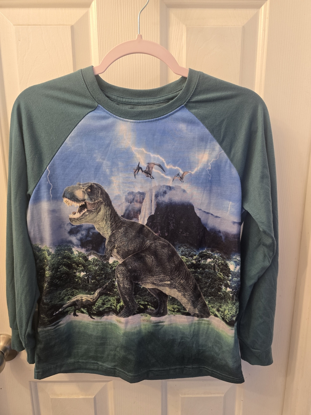 wonder nation Green Dinosaur Graphic Raglan Pajama Top